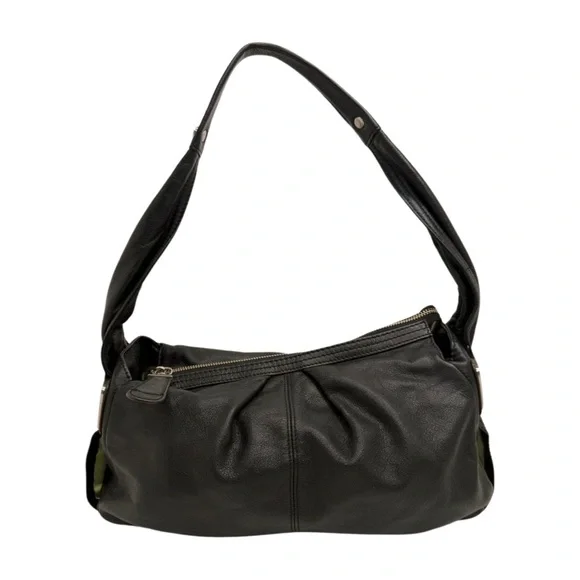 B. Makowsky Black Leather Shoulder Bag Slouchy Hobo Soft Pebbled Leather - Picture 1 of 15